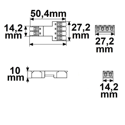 Connector | Doorvoerstekker 2-polig in, 2x2-polig uit | 0,5-2,5mm² | 250V/10A
