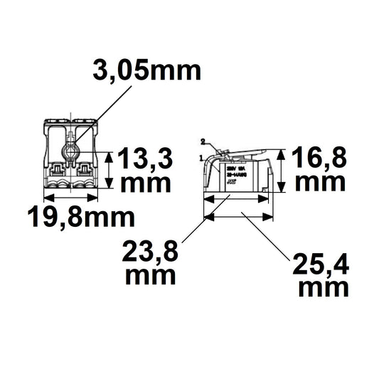 Connector | verbindingsklem 2x2-polig | max. 450V/16A
