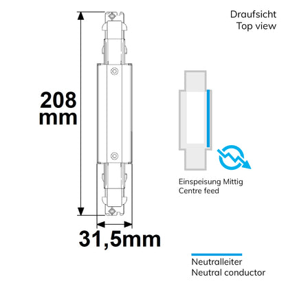 Railaccessoire | 3-fase DALI | middenvoeding opbouwrail