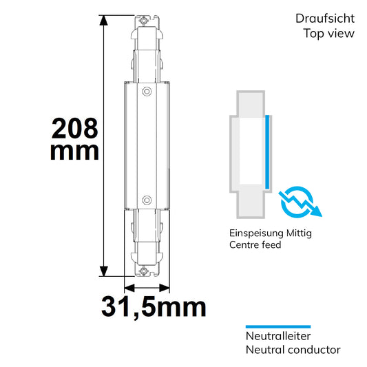 Railaccessoire | 3-fase DALI | middenvoeding opbouwrail