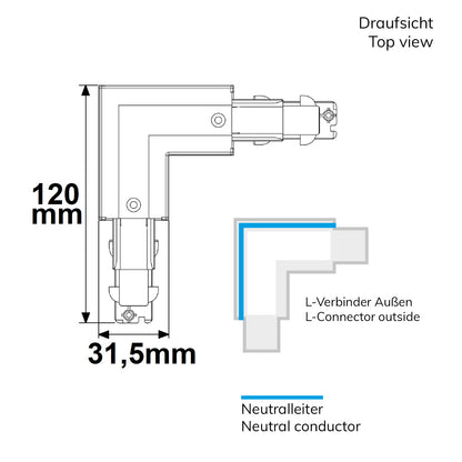 Railaccessoire | 3-fase DALI | L-koppeling opbouwrail | N-geleider buiten