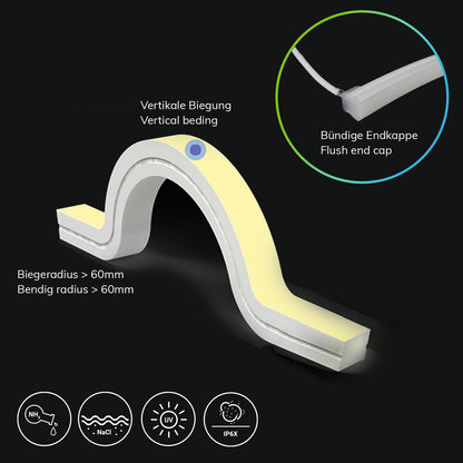 NeonPRO930 Custom | LED-strip | neon flex 13x13 | 5m | 3000K | 12W/m | 24V | IP67