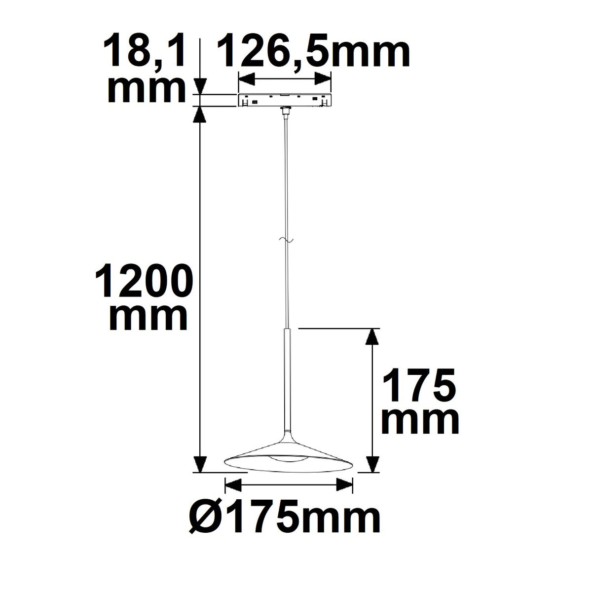 Track48 Shade | Hanglamp | 5,5W | 3000K | zwart | 120° | 48V