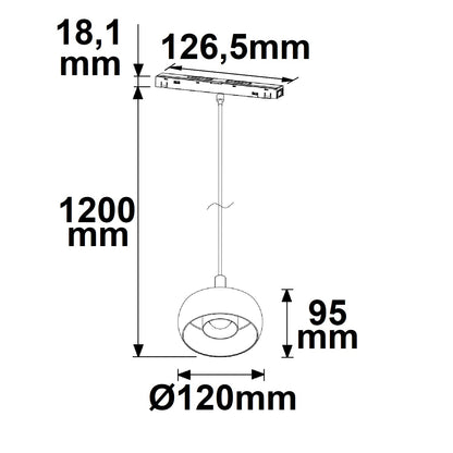 Track48 Circle | Hanglamp | DALI dimbaar | 8W | 3000K | zwart | 45° | 48V