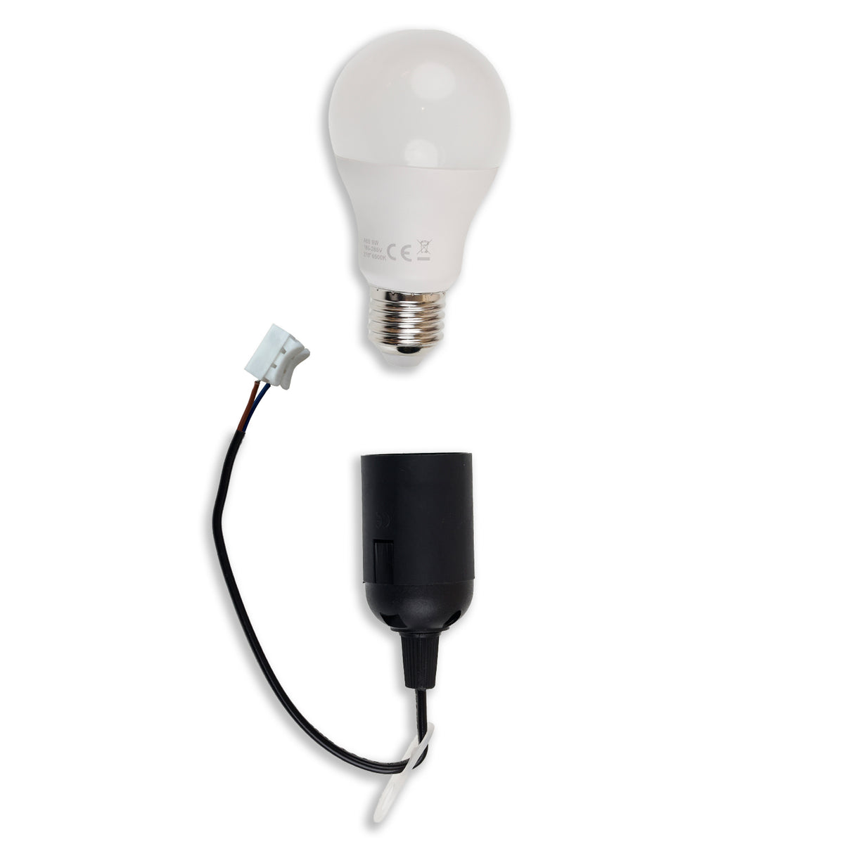 Renovatiefitting E27 | LED-lamp | set met veerklem en oog | 3000K | 9W