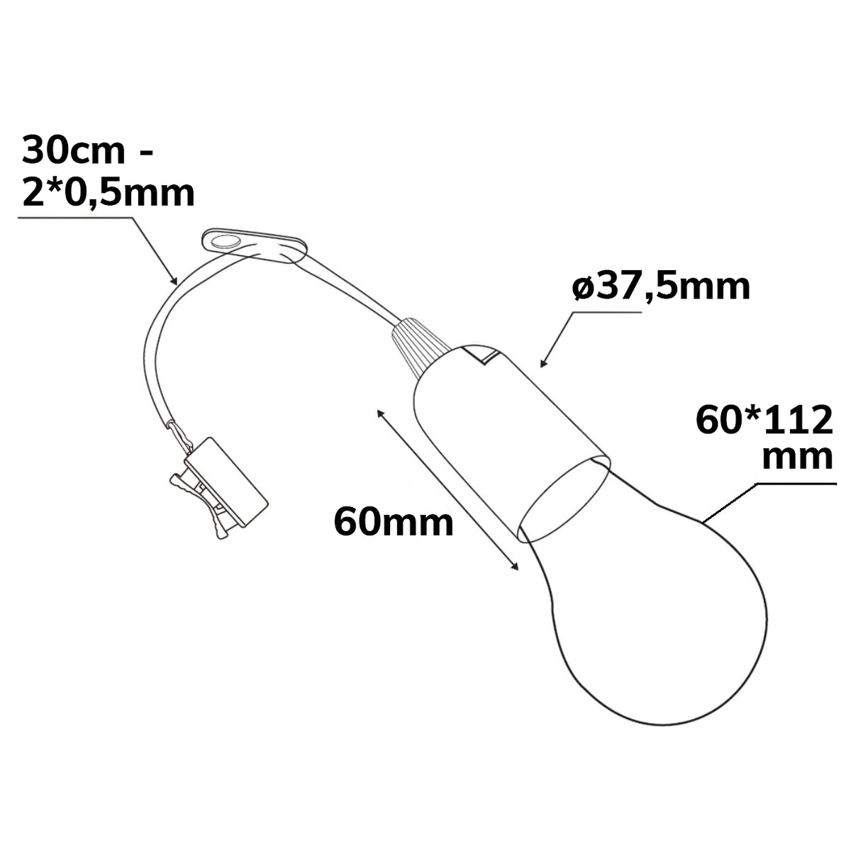 Renovatiefitting E27 | LED-lamp | set met veerklem en oog | 3000K | 9W