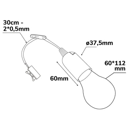 Renovatiefitting E27 | LED-lamp | set met veerklem en oog | 3000K | 9W