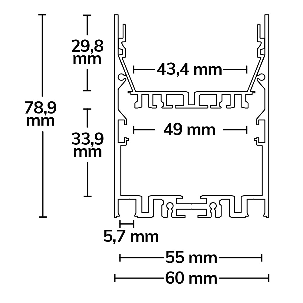 LAMP40 | Aluminium profiel | armatuurprofiel Up&Down | zwart | 200cm