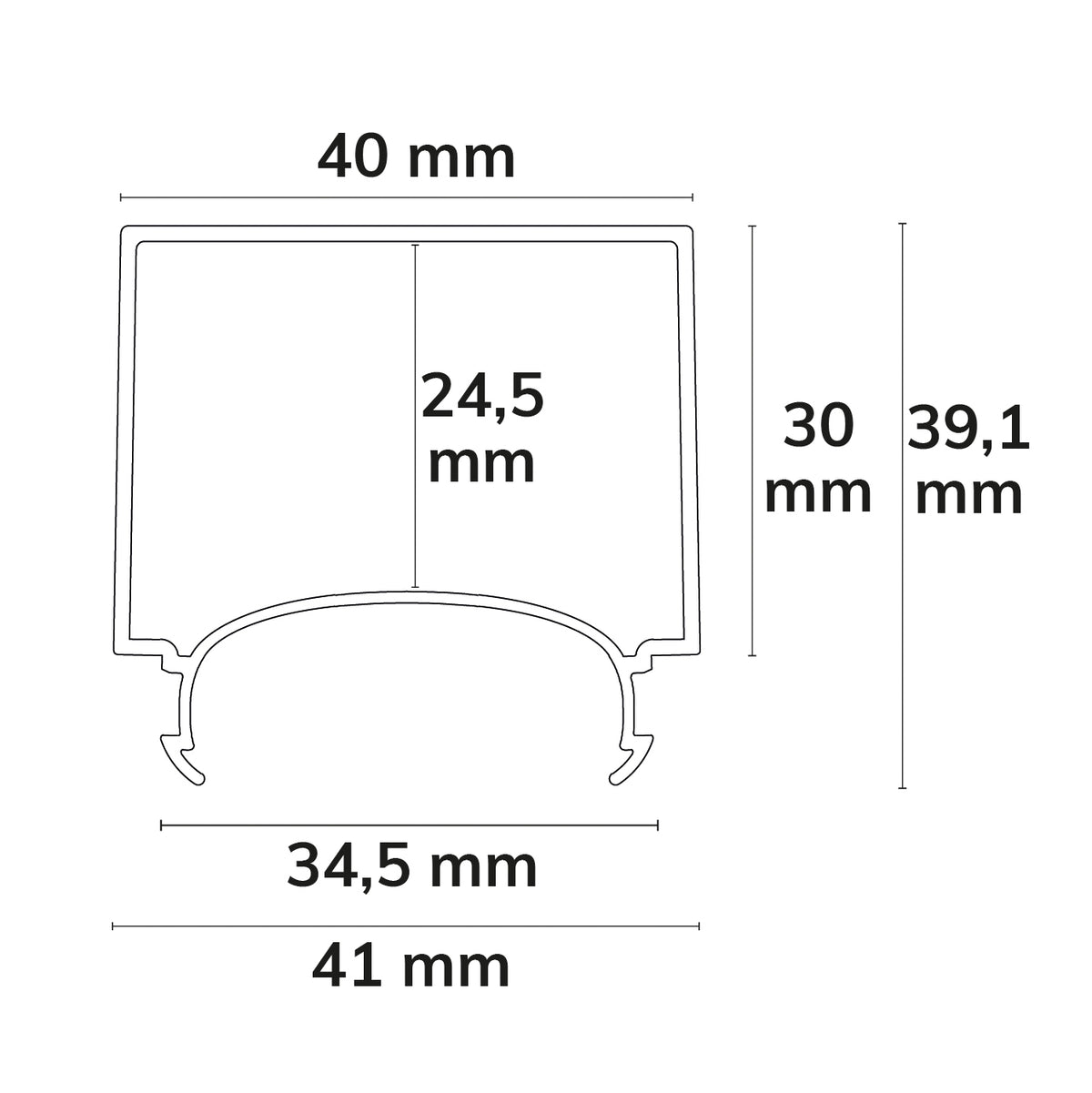 COVER63 | Profielaccessoire | afdekking opaal+ U-vorm | voor LAMP30 V1+V2
