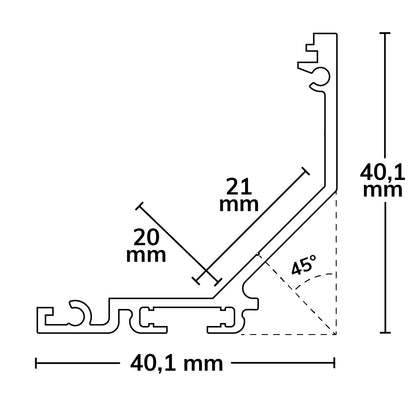 CORNER20 V3 | Aluminium profiel hoek | geanodiseerd | 200cm