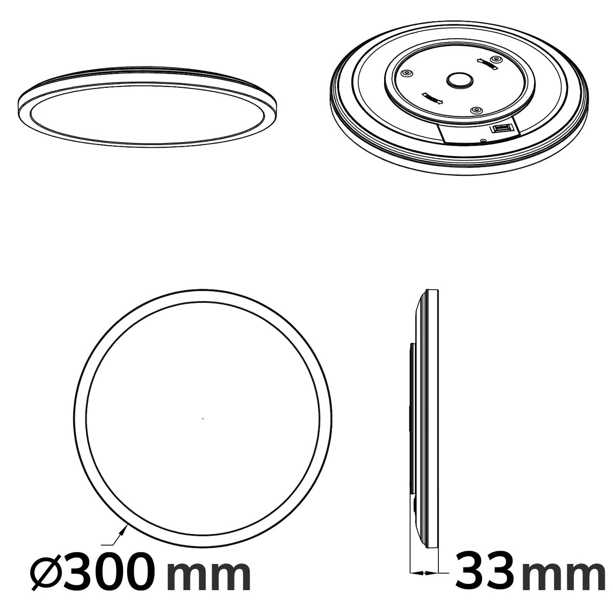 Slim300 PRO | Plafondlamp | rond | Ø300mm | IP44 | 3000/4000/5000K | up&down | 18W