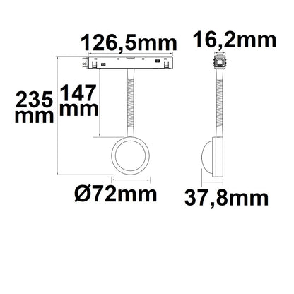 Track48 Sunglow | Railspot | flexibel | DALI dimbaar | 5,5W | 2000K | 160° | zwart