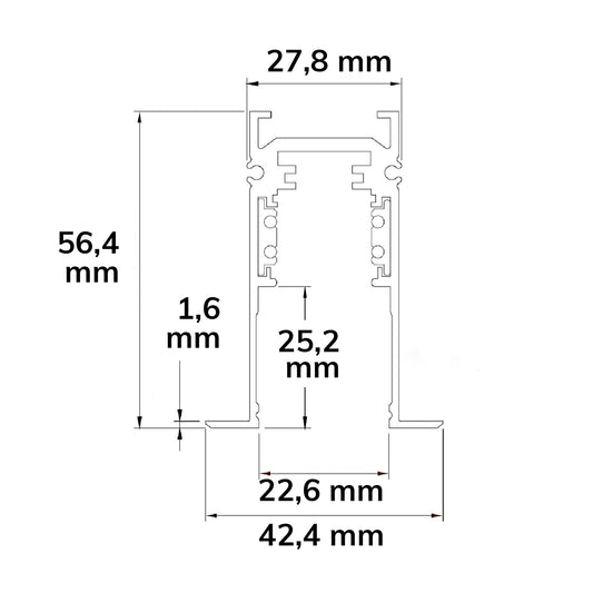 Track48 | Rail | inbouw | 4-polig | 48V | 200cm