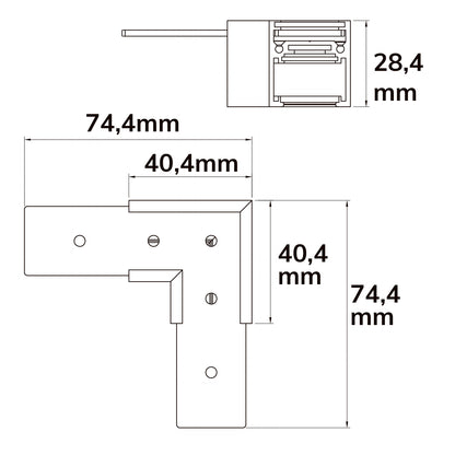 Track48 | Railaccessoire | hoek 90° horizontaal | opbouwrail Flat | niet stroomvoerend | wit