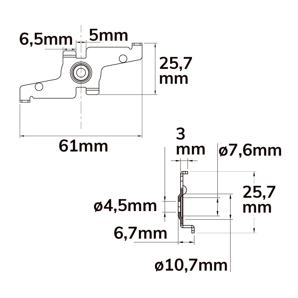 Track48 | Railaccessoire | montageklem | voor opbouwrail | wit | 2 stuks