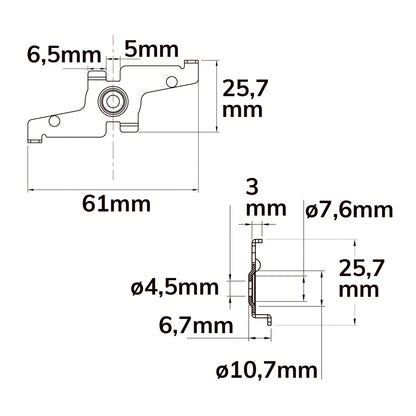 Track48 | Railaccessoire | montageklem | voor opbouwrail | wit | 2 stuks