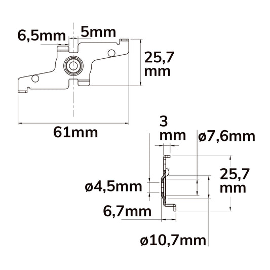 Track48 | Railaccessoire | montageklem | voor opbouwrail | wit | 2 stuks