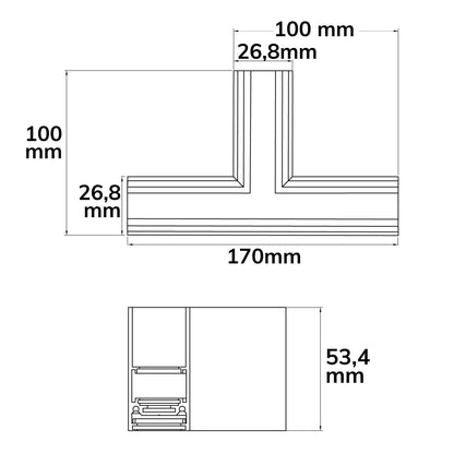 Track48 | Railaccessoire | T-stuk horizontaal | opbouwrail | niet stroomvoerend
