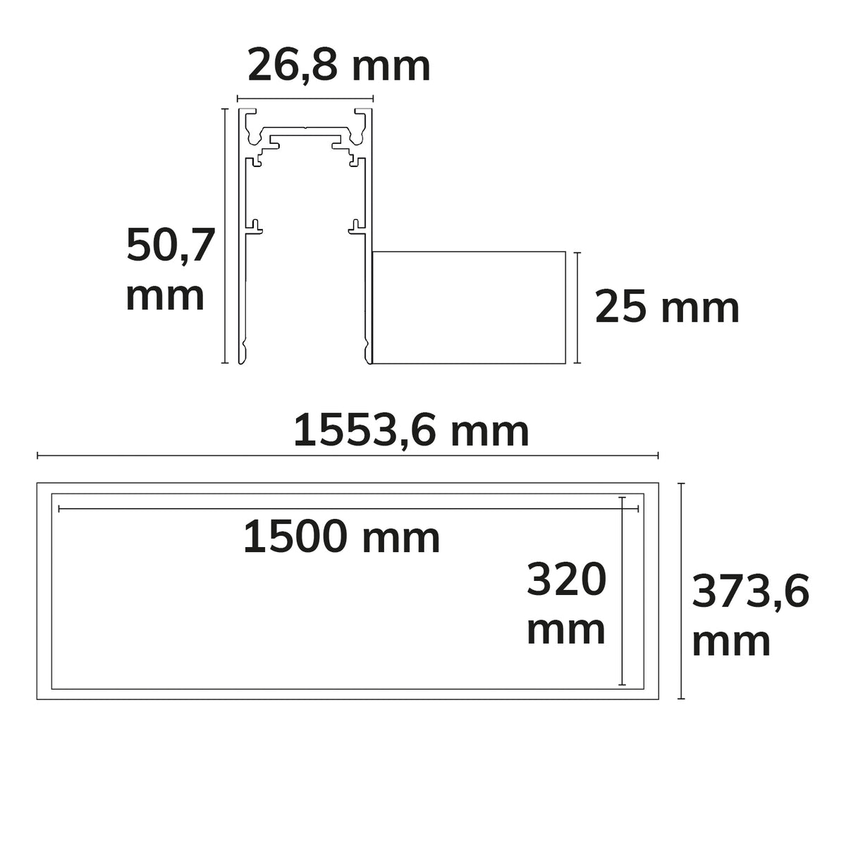 Track48 | Rail | lichtframe H50 | 320x1500mm