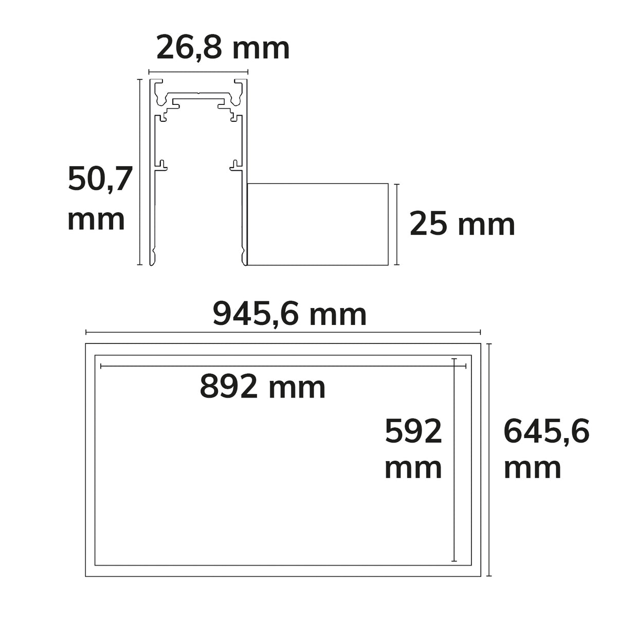 Track48 | Rail | lichtframe H50 | 592x892mm