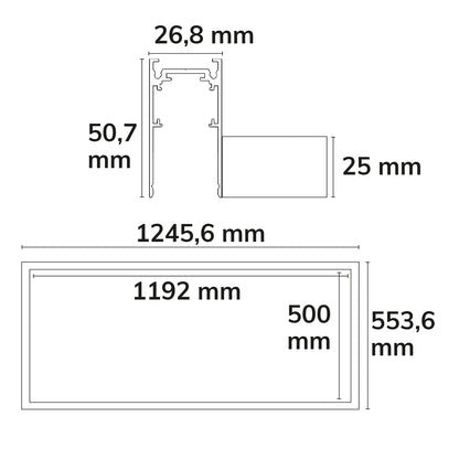 Track48 | Rail | lichtframe H50 | 500x1192mm | wit