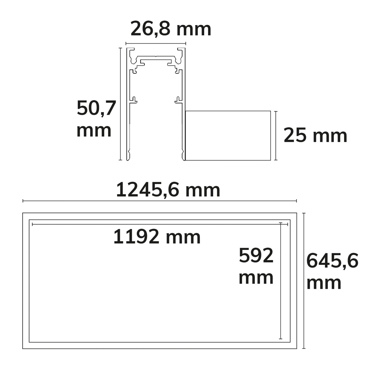 Track48 | Rail | lichtframe H50 | 592x1192mm