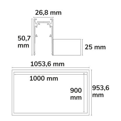 Track48 | Rail | lichtframe H50 | 900x1000mm