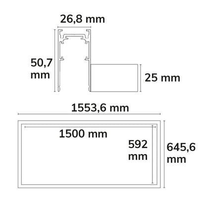 Track48 | Rail | lichtframe H50 | 592x1500mm | wit