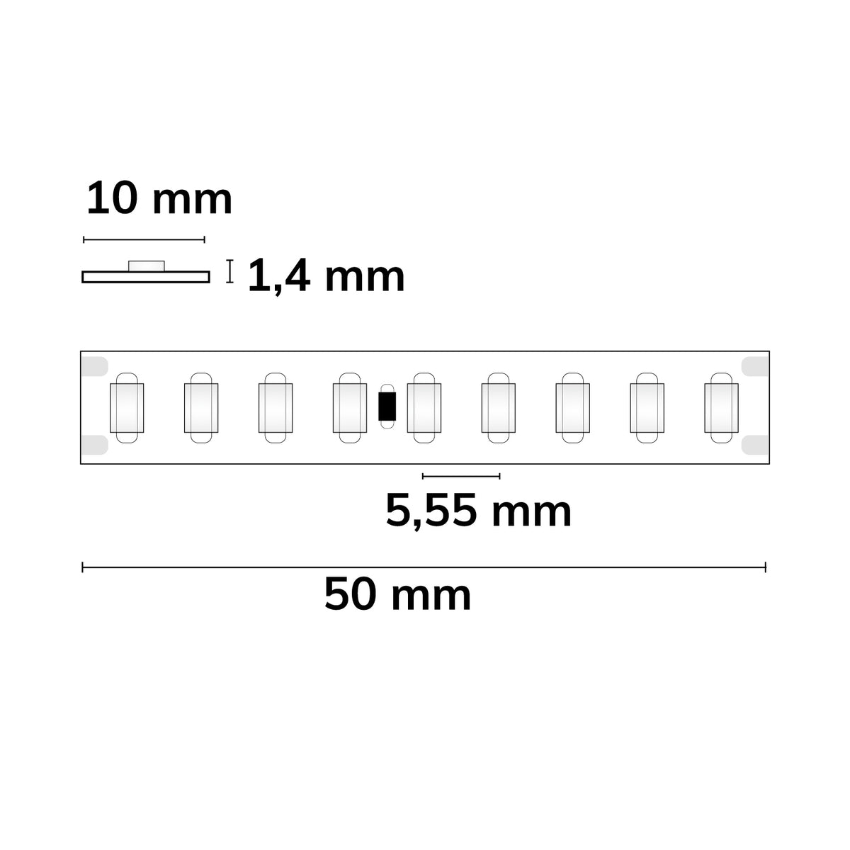 HEQ827 | LED-strip | 5m | 2700K | 9W/m | 185 lm/W | 180 LED/m | 24V | IP20