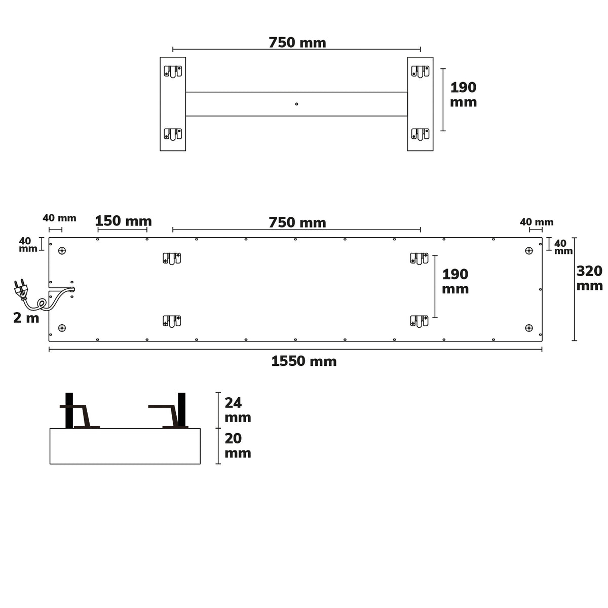 BEST STANDARD | Infraroodpaneel | 320x1500mm | 440W