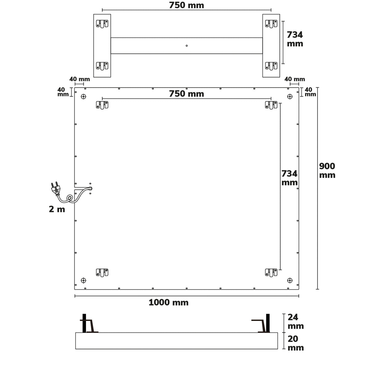 BEST STANDARD | Infraroodpaneel | 900x1000mm | 865W