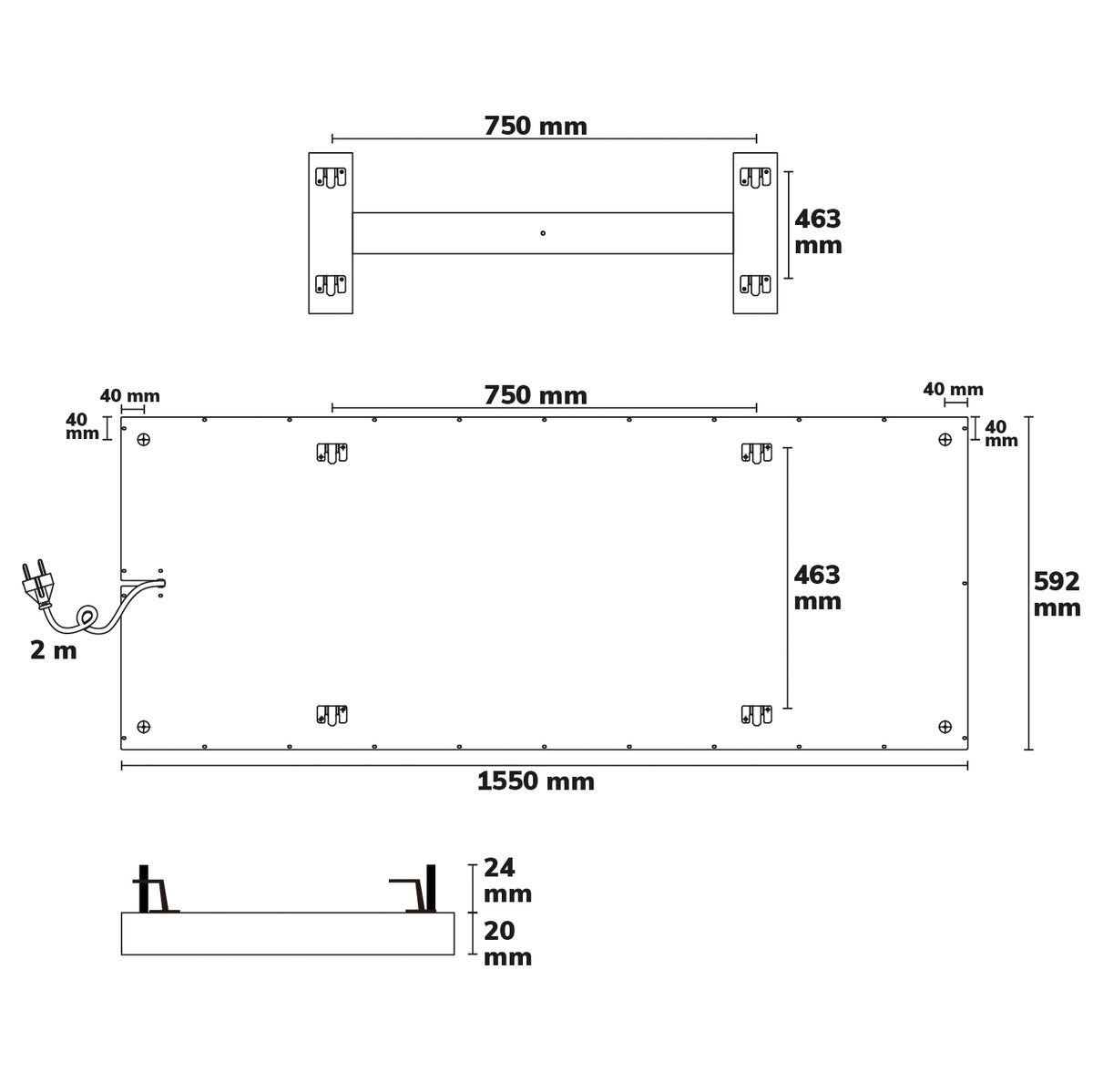 BEST STANDARD | Infraroodpaneel | 592x1500mm | 880W