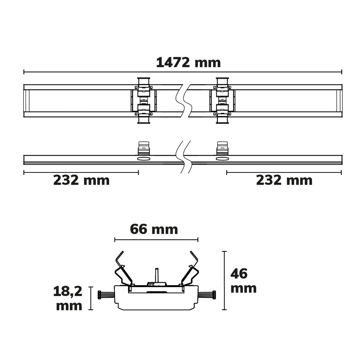 FastFix R PRO | Lichtlijnmodule | blindafdekking | 1472mm | staal