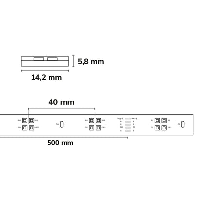 GROW | LED-strip | plantenlicht | 5m | 17W/m | PPF 15,1µmol/s | 48V | IP67