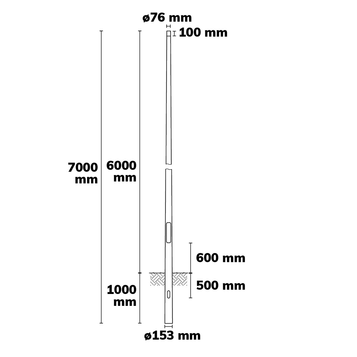 Lichtmast | 6m | opzetmaat 76mm | thermisch verzinkt