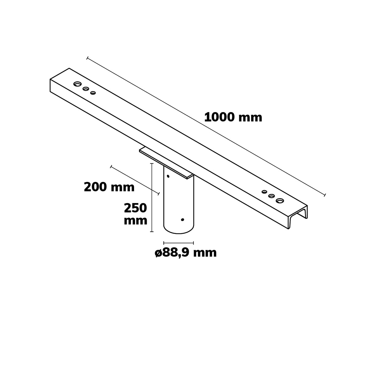 Traverse | opzetmaat 76mm | voor 2 breedstralers
