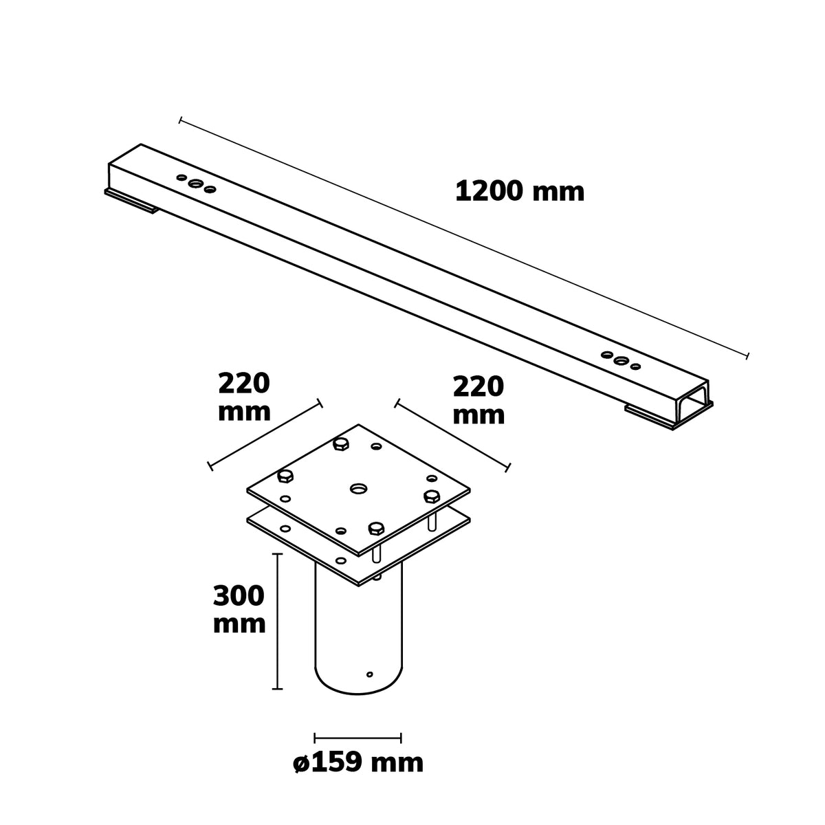 Traverse | opzetmaat 133mm | voor 2/4 breedstralers