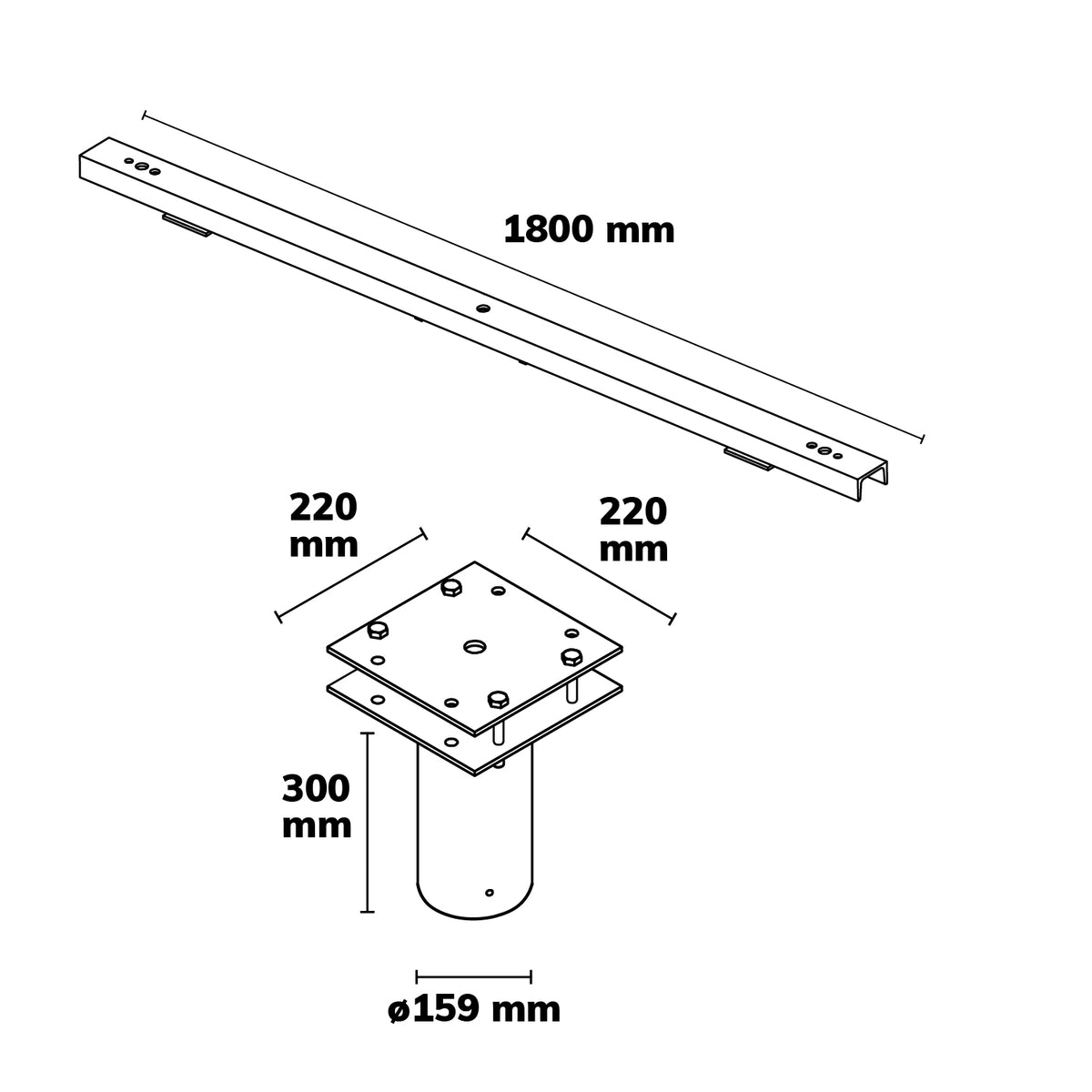 Traverse | opzetmaat 133mm | voor 3/5 breedstralers