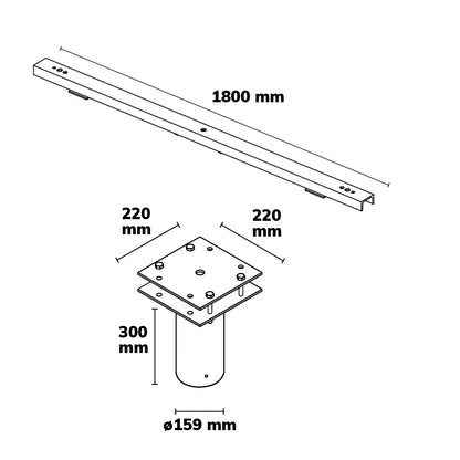 Traverse | opzetmaat 133mm | voor 3/5 breedstralers