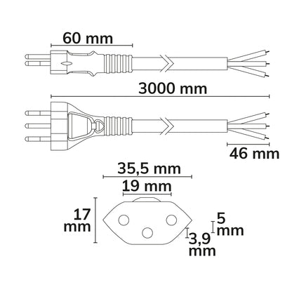 Kabel | Aansluitkabel met stekker type J Zwitserland | 3x0,75mm² | 1,5m | zwart