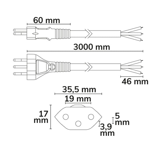 Kabel | Aansluitkabel met stekker type J Zwitserland | 3x0,75mm² | 1,5m | zwart