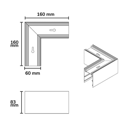 LINKLINE50 | Connector | L-verbinder verlicht | 4W | zwart
