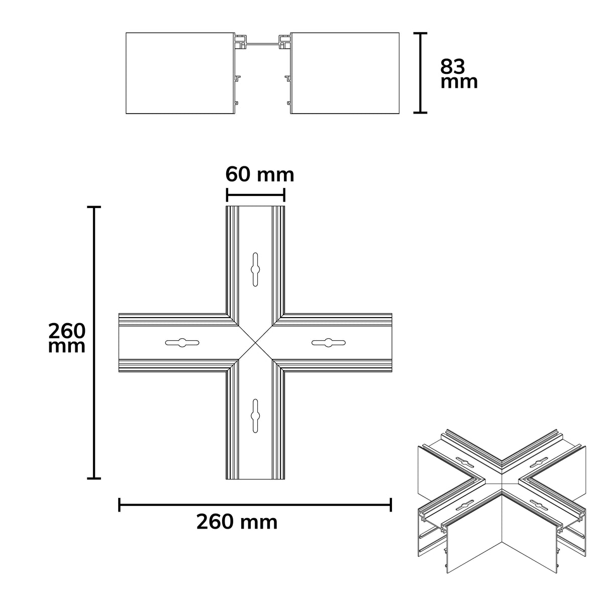 LINKLINE50 | Connector | X-verbinder lichtgevend | zwart