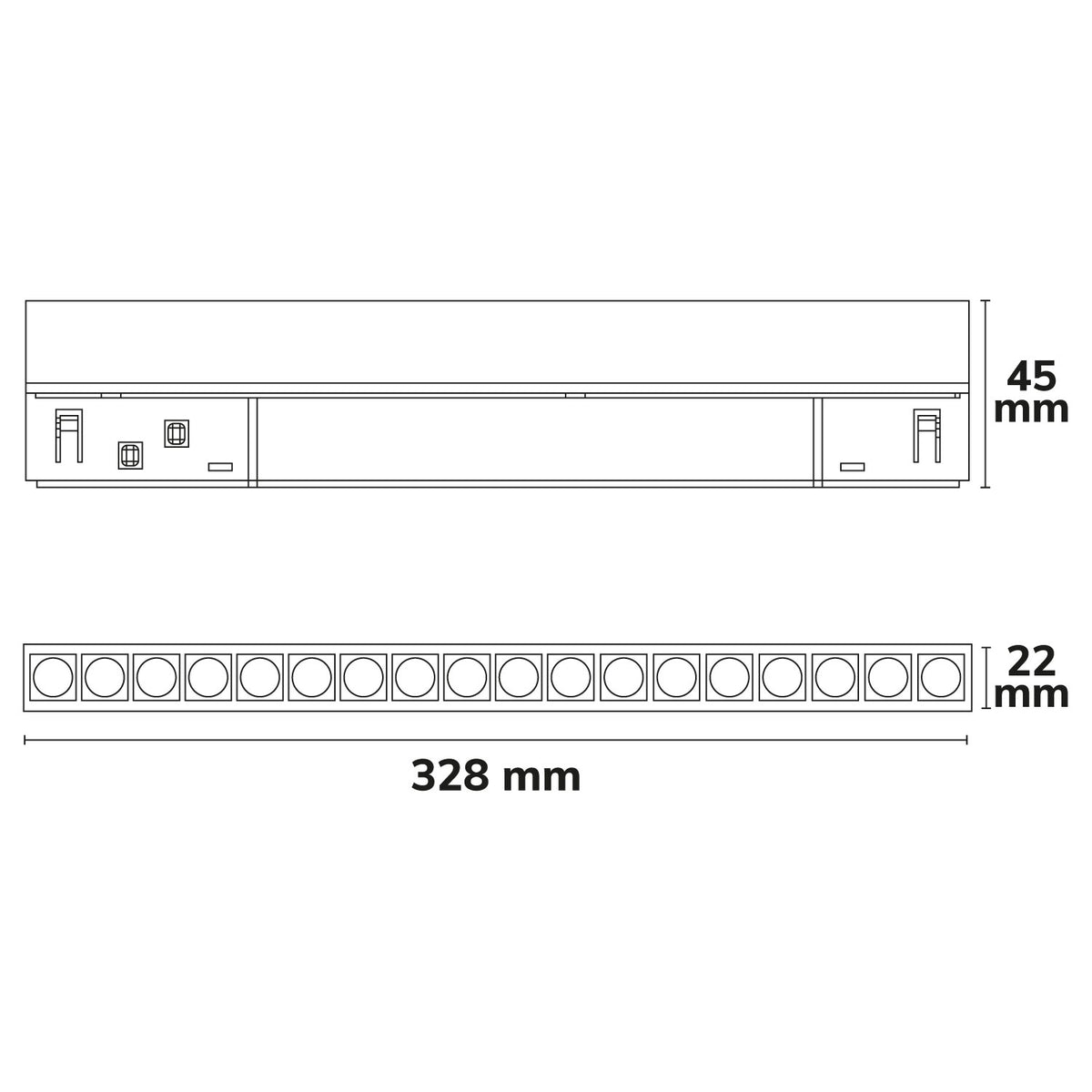 Track48 | Lineaire armatuur | 32cm | UGR<19 | CRI90 | Line+ | DALI dimbaar | 18W | 36° | 48V