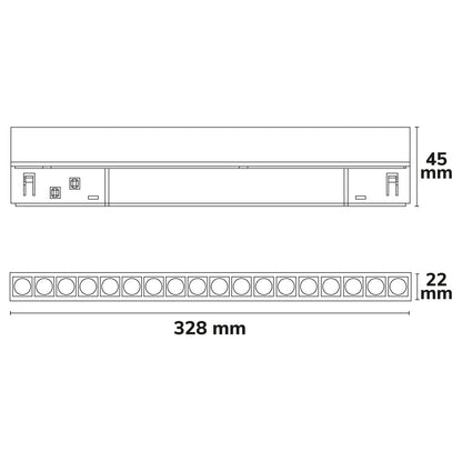 Track48 | Lineaire armatuur | 32cm | UGR<19 | CRI90 | Line+ | DALI dimbaar | 18W | 36° | 48V