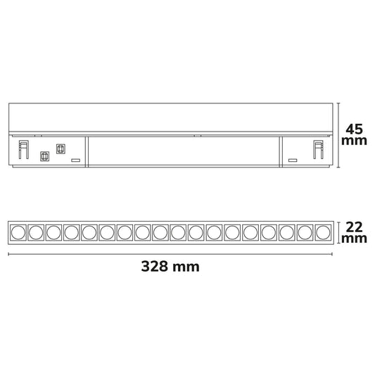 Track48 | Lineaire armatuur | 32cm | UGR<19 | CRI90 | Line+ | DALI dimbaar | 18W | 36° | 48V