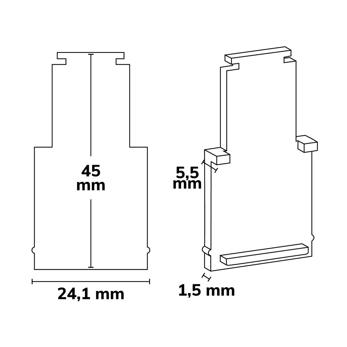 Track48 | Railaccessoire | eindkap binnen | rail H50 met COVER | zwart | 2 stuks
