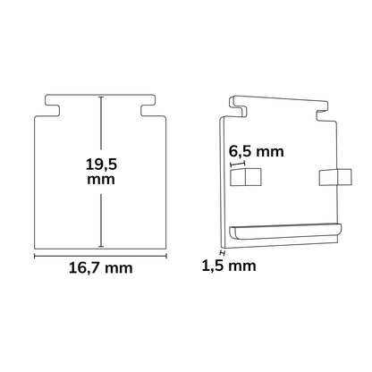 Track48 | Railaccessoire | eindkap binnen | rail Flat H25 met COVER | wit | 2 stuks