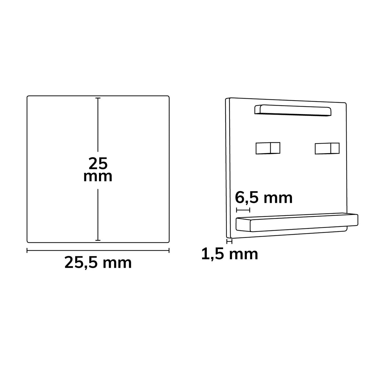 Track48 | Railaccessoire | eindkap buiten | rail Flat H25 met COVER | zwart | 2 stuks