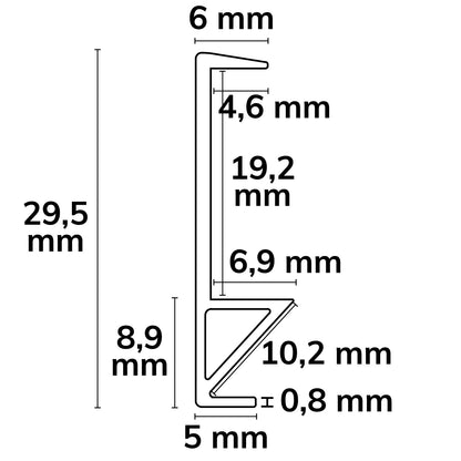 FURNIT10 SHELF | Aluminium profiel | plankrandprofiel 19mm | zwart RAL 9005